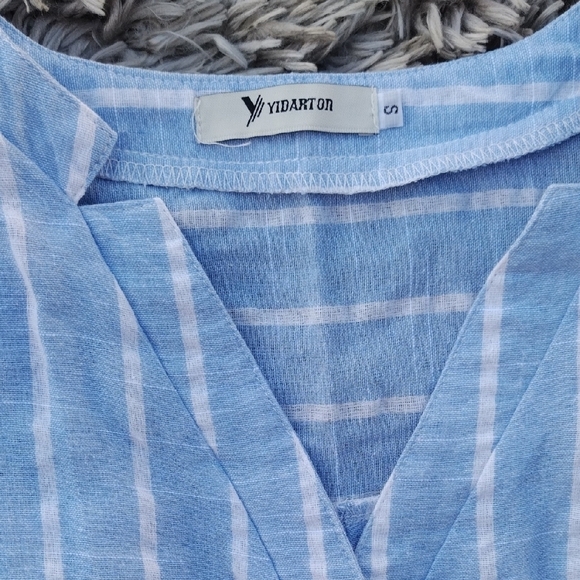 Yidarton Blue and White Striped Blouse - Picture 3 of 11